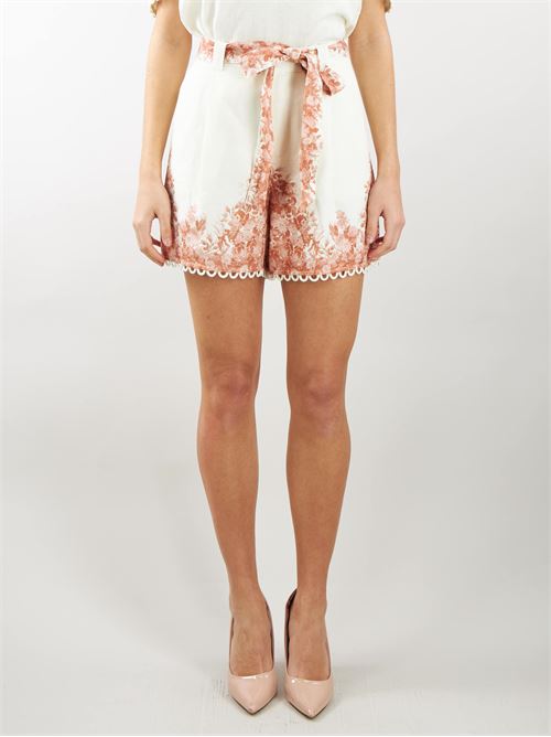Linen shorts with floral print Twinset TWIN SET | Shorts | TT240311683